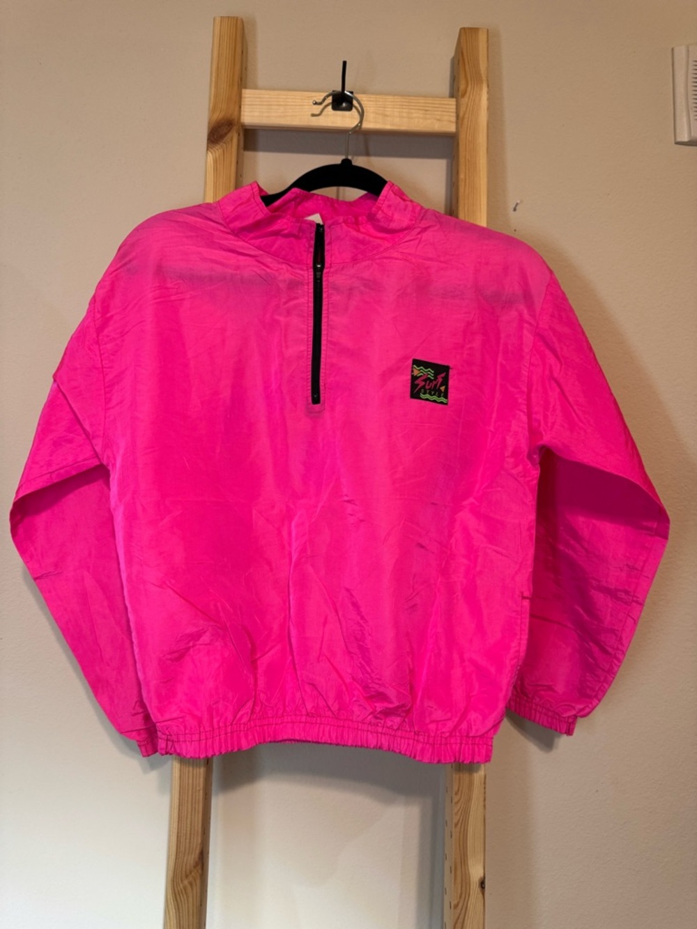 Vintage 90s Surf Style Neon Pink Windbreaker - Youth Size